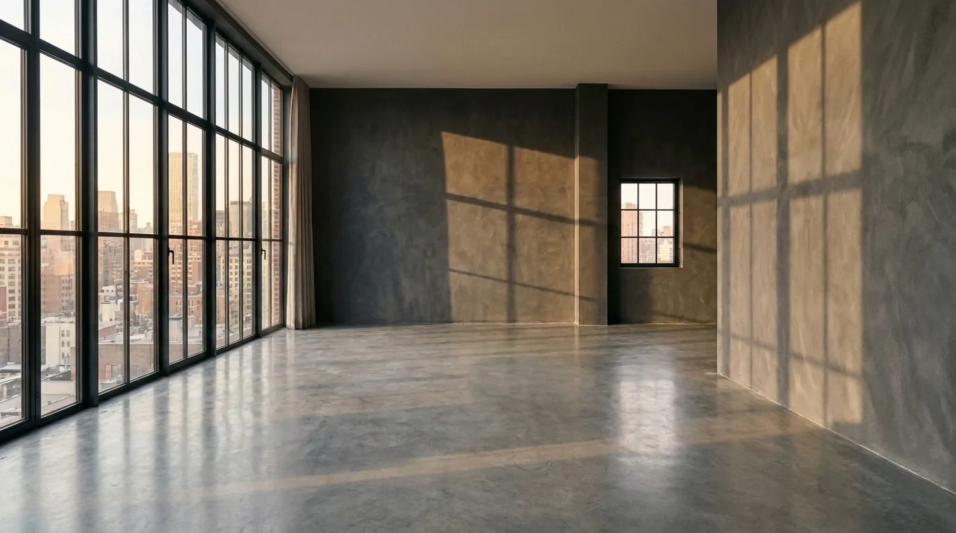 El mismo loft, vacío, con la luz de la tarde