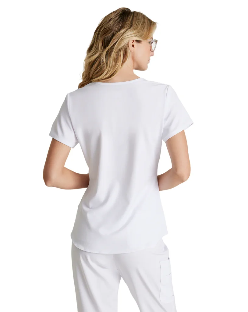 Vista 4 de Pijama Quirúrgica Blanca para Mujer Skechers SK101-SKP552